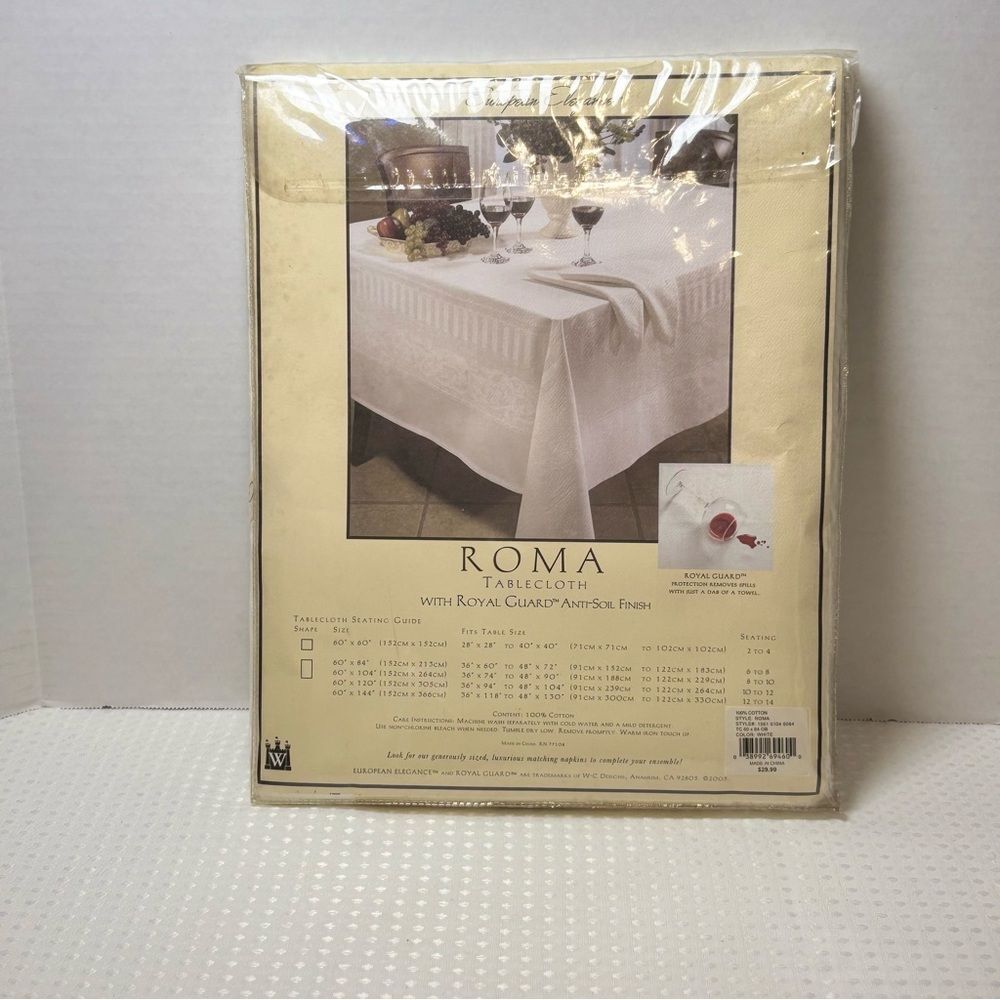 W C Designs Roma Tablecloth with Royal Guard Anti Soil Finish Oblong 60"x84" - Picture 5 of 8